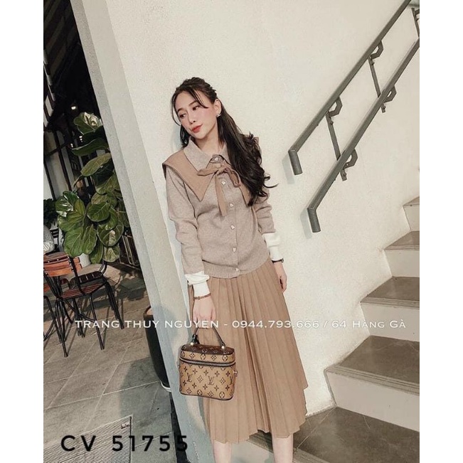 Chân váy dập ly trơn hàng QC