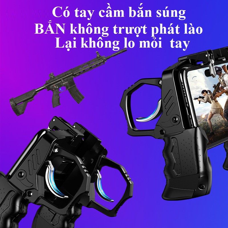 Tay cầm chơi game k21 - kèm nút bấm cho game PUBG, ROS, Free Fire..gắn điện thoại tiện lợi