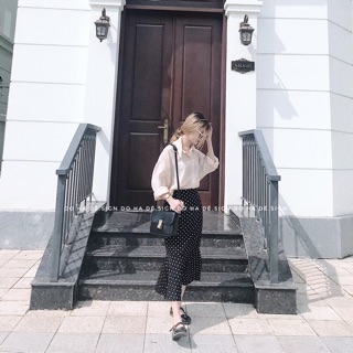 Chân váy chấm bi đuôi cá Moran