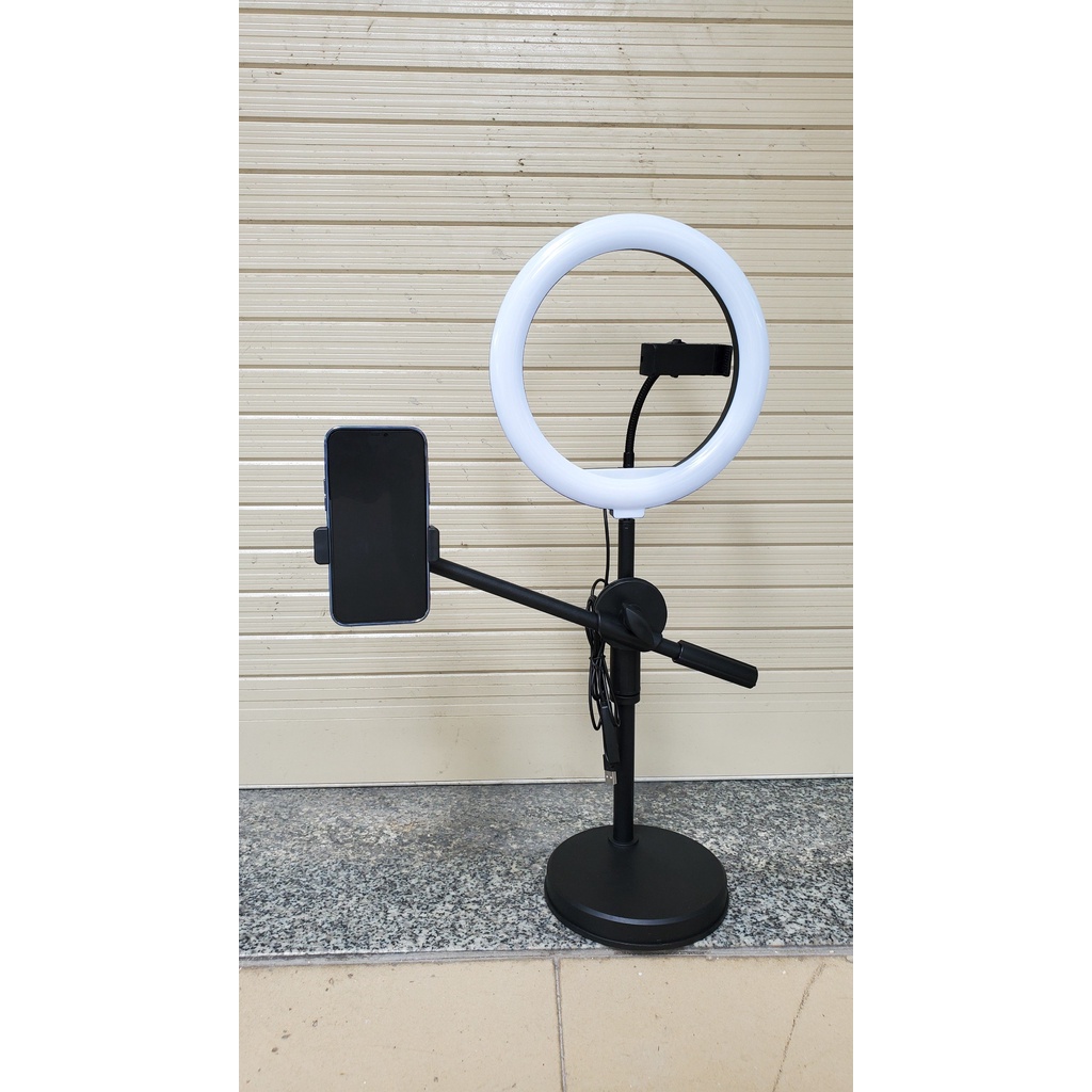 Bộ đèn chụp ánh sản phẩm , quay clip review unbox tiktok facebook 2 kẹp điện thoại chân 54cm để bàn gấp gọn xoay 360 độ