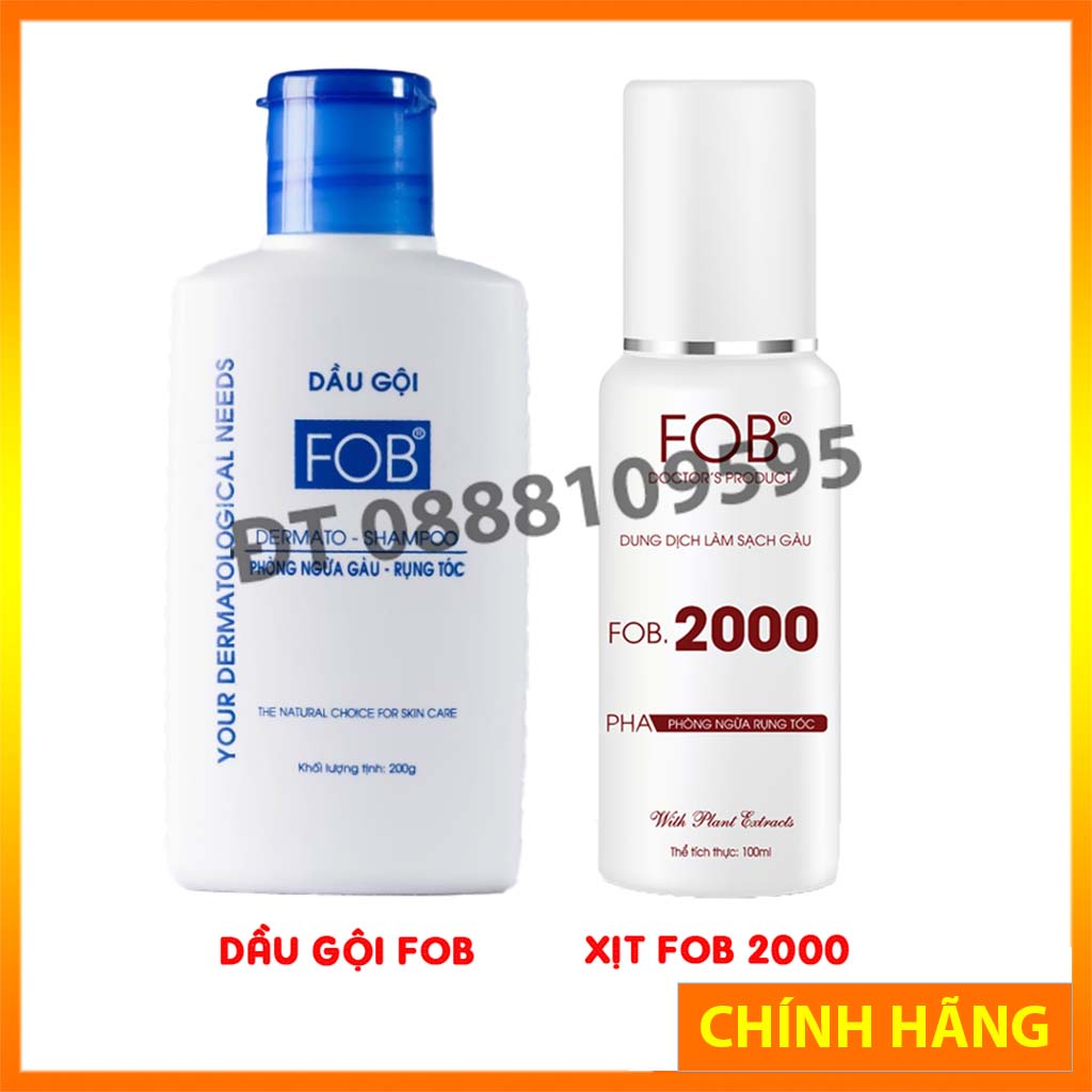 COMBO PHÒNG RỤNG TÓC NẤM DA DẦU VÀ GÀU FOB - XỊT FOB 2000 - DẦU GỘI ĐẦU FOB