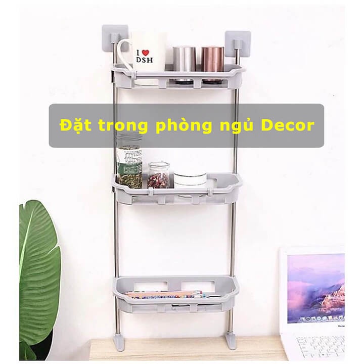 Kệ nhà tắm thông minh dán tường 3 tầng, kệ 3 tầng đa năng để trên bồn cầu nhà vệ sinh Toilet, kệ để gia vị nhà bếp