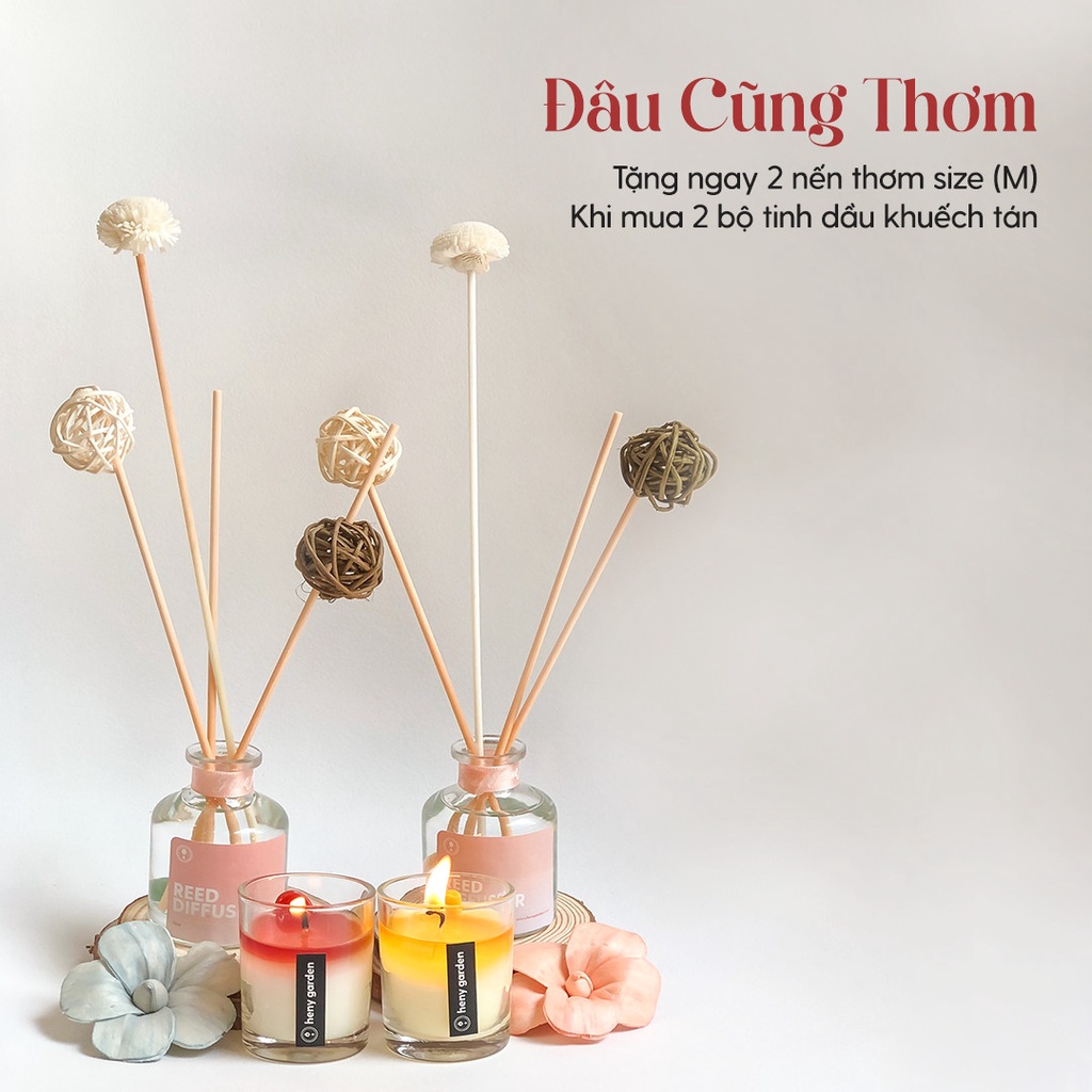 Bộ Tinh Dầu Khuếch Tán Thơm Phòng Cắm Que Đầy Đủ HENY GARDEN Thay Thế Máy Xông