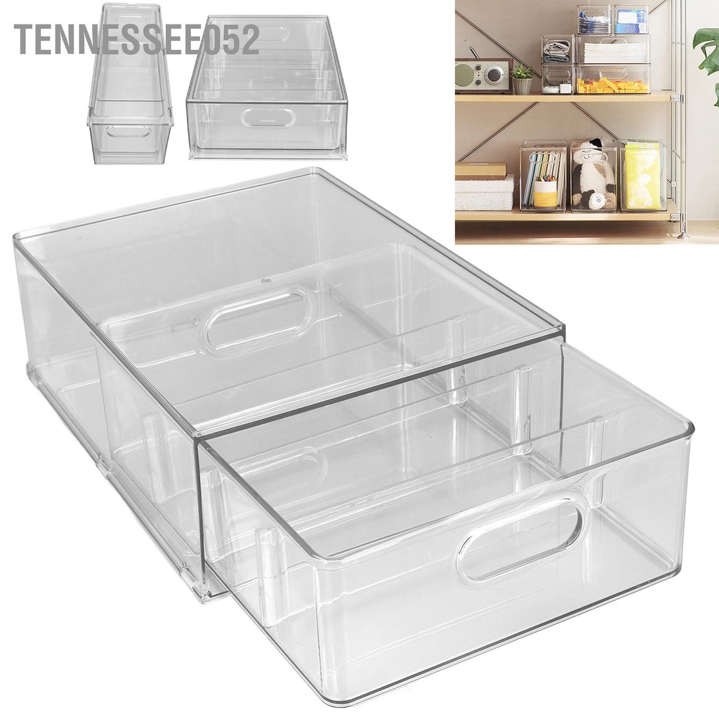 [Hàng Sẵn] Hộp đựng đồ ngăn kéo để bàn trong suốt có thể xếp chồng lên nhau đa chức năng 3/6L【Tennessee052】