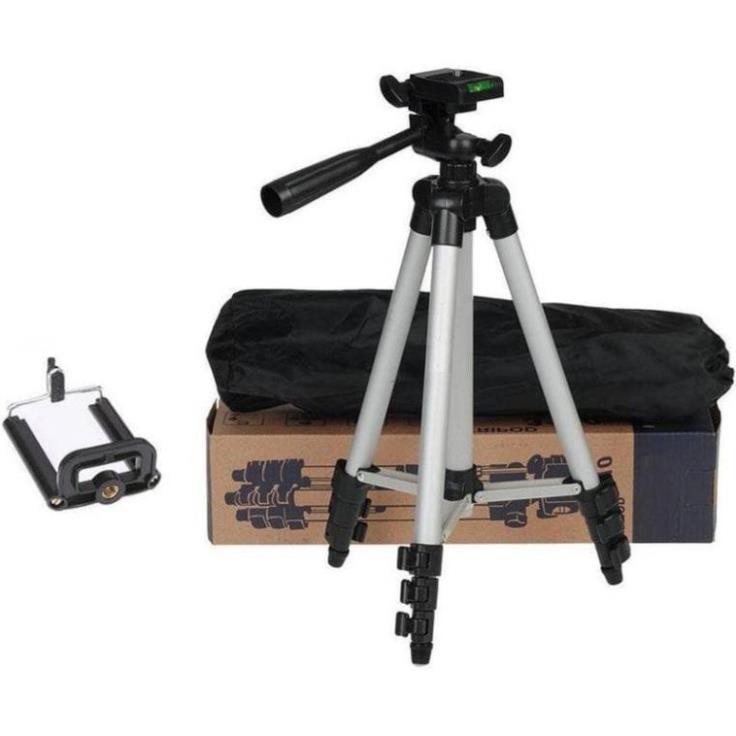 Chân máy ảnh Tripod 3110 tặng Giá kẹp điện thoại, Remote bluetooth và Túi đựng Chính Hãng