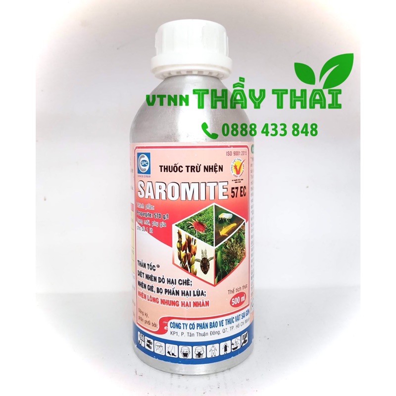 Saromite 57EC 500ml [ĐẶC TRỊ NHỆN KHÁNG THUỐC] Thuốc đặc trị nhện đỏ, nhện gié, nhện lông nhung, bọ phấn