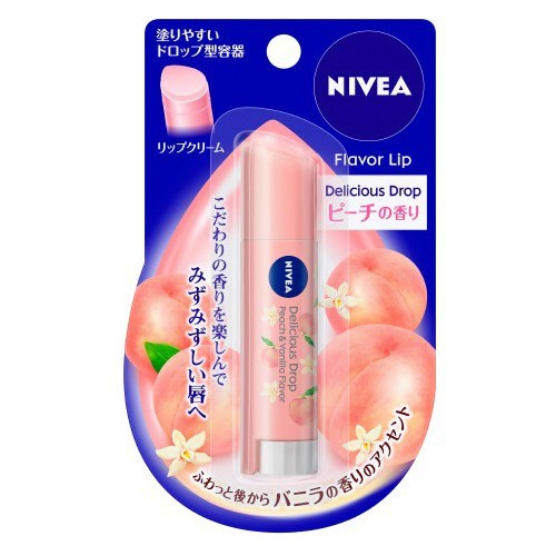 Son dưỡng Nivea Flavor Lip Delicious Drop Nhật Bản - son dưỡng không màu mùi đào, táo - 3.5g