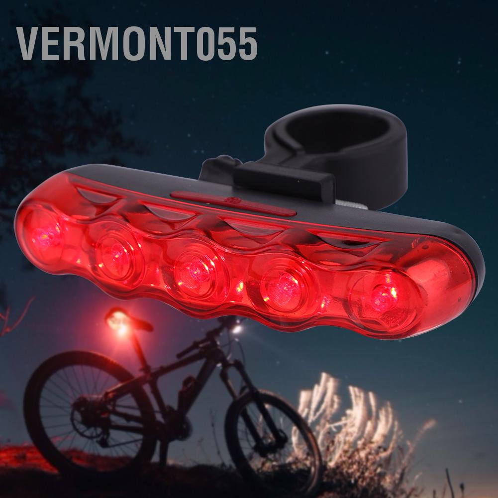 Hàng Hot Đèn cảnh báo ban đêm không thấm nước hậu sáng cao 5LED cho xe đạp leo núi Hàng giao ngayVermont055