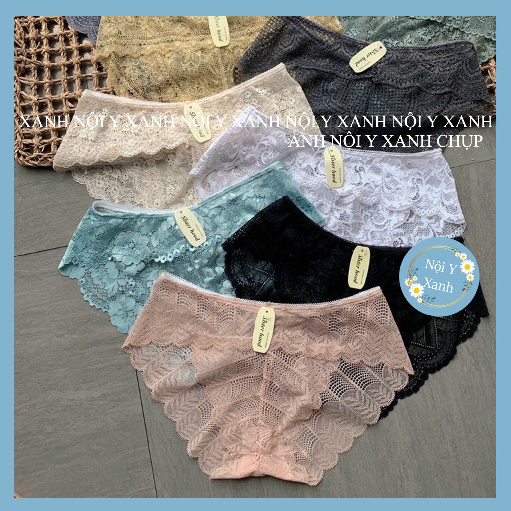 Quần Lót Nữ -Ren xuất Nhật mền mại thoáng khí trong suốt viền bèo sexy mã quyến rũ, chất mềm mại nội y xanh