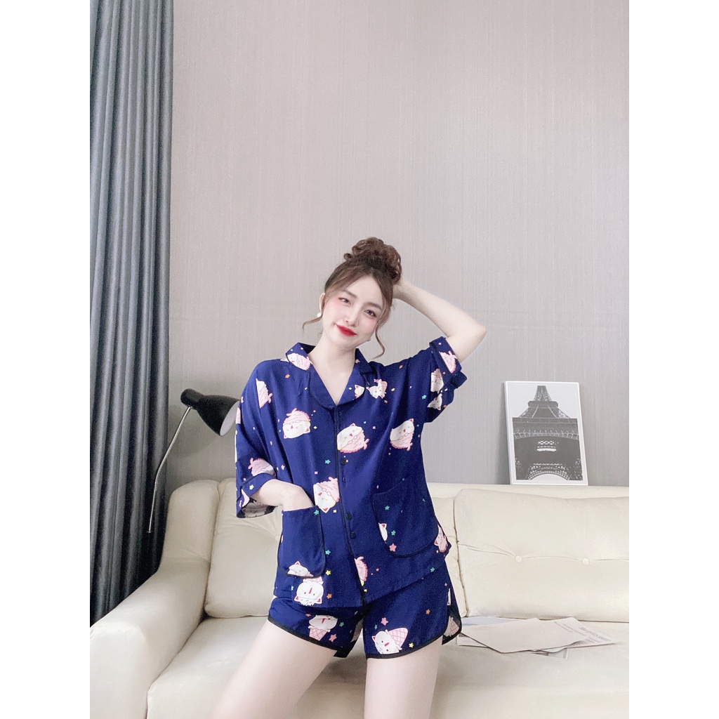 Đồ bộ nữ thiết kế Pijama đùi chất liệu lụa mango cánh dơi cao cấp freesize đẹp giá rẻ | BigBuy360 - bigbuy360.vn