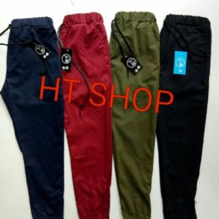 Jogger nữ kaki khóa zip chân