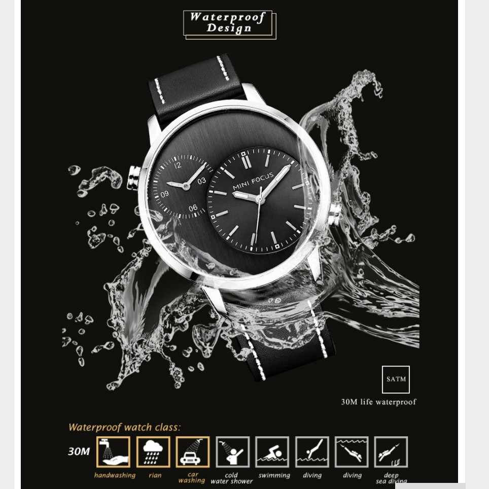 Đồng hồ nam MINI FOCUS MF035 dây da chạy 5 kim size mặt 46mm | BigBuy360 - bigbuy360.vn