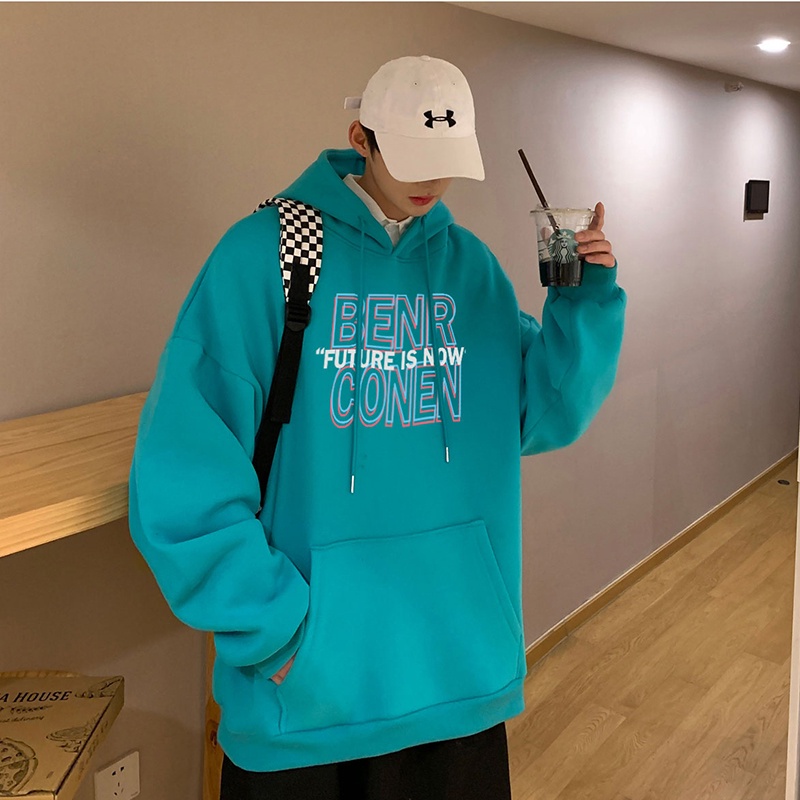 Áo hoodie tay dài dáng rộng phong cách Harajuku Nhật Bản thời trang xuân thu cho nam