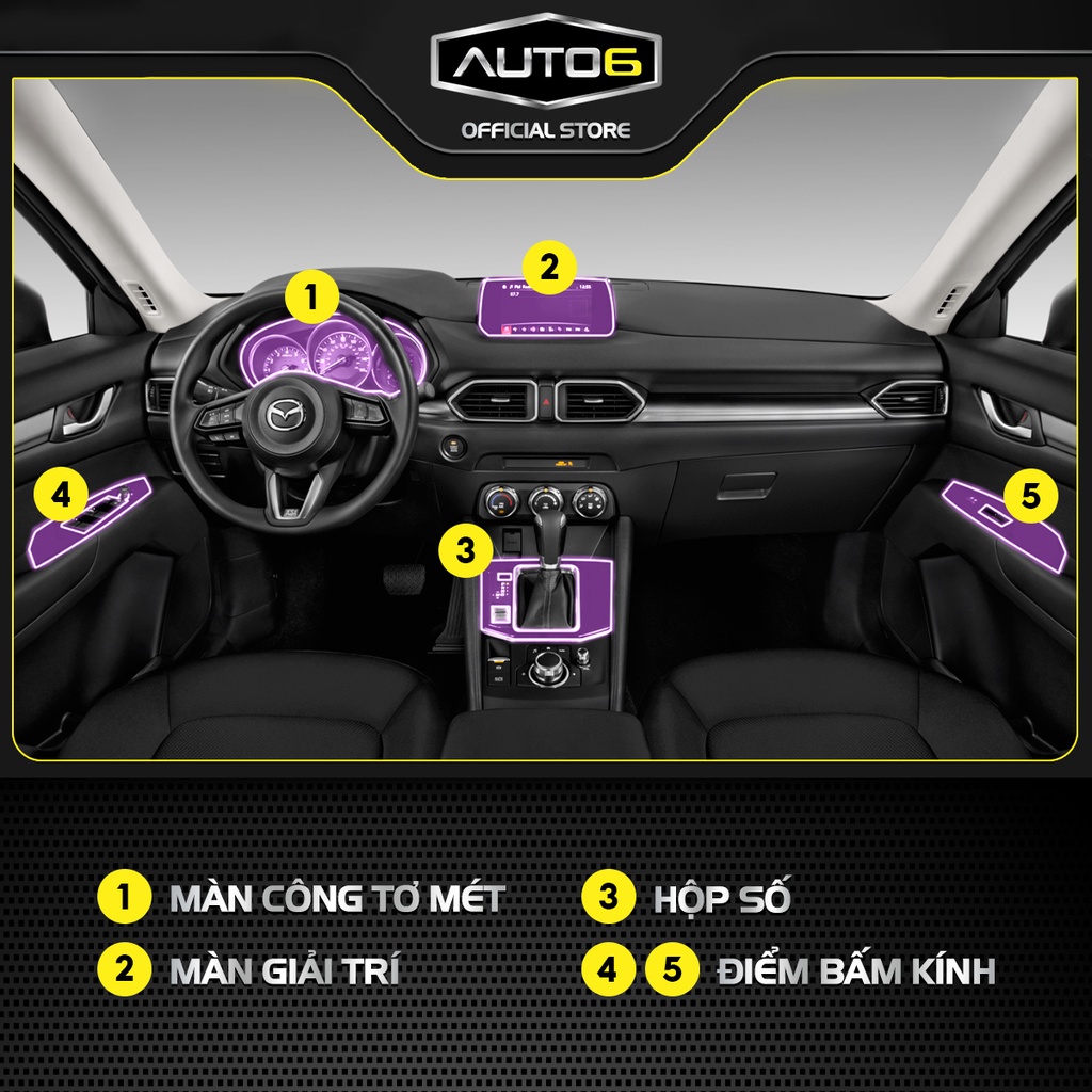 Film PPF CAO CẤP dán xe MAZDA CX5 2018-2024 trong suốt, chống xước và phục hồi vết xước bảo vệ nội thất -AUTO6