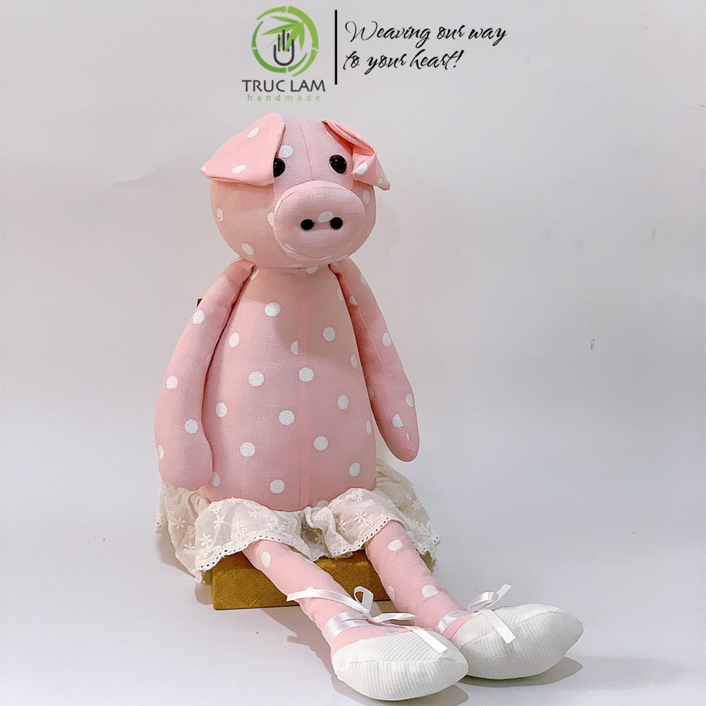 Đồ Chơi Cho Bé Thú Nhồi Bông Hình Con Heo Vải Ren Bông Gòn Cao Cấp Cỡ Lớn - Trúc Lâm Handmade