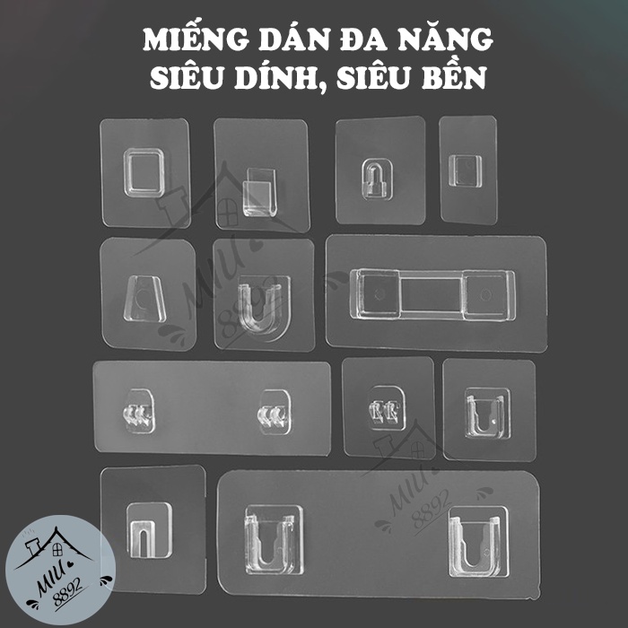 Miếng dán tường treo kệ nhà tắm, kệ treo tường, kệ góc tường, khay giá dự phòng loại chữ U, dây, móc treo
