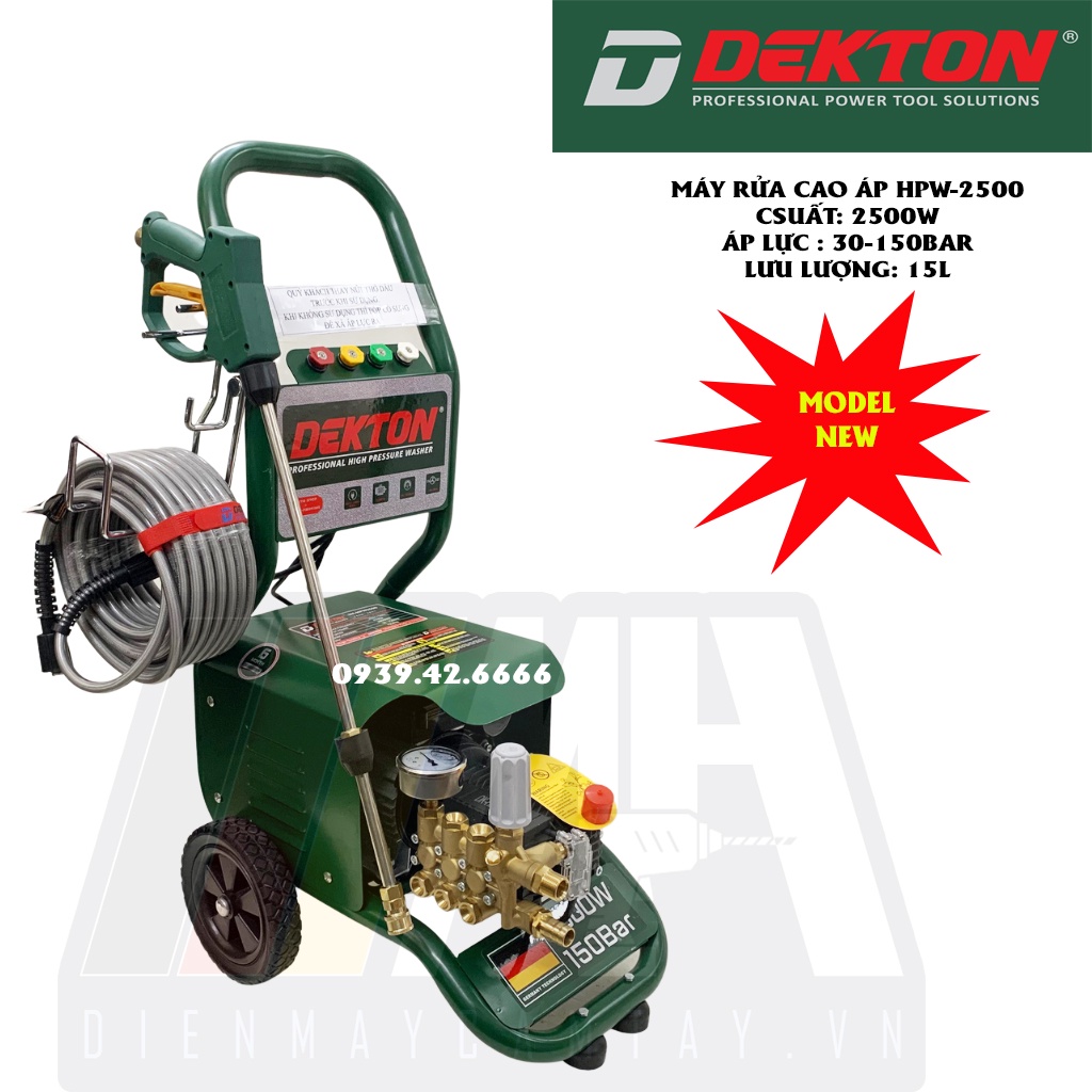 Máy Rửa Xe Công Nghiệp Dekton DK-HPW2500 - Công Suất 2500W - Có Chỉnh Áp - Motor Đầu Rời