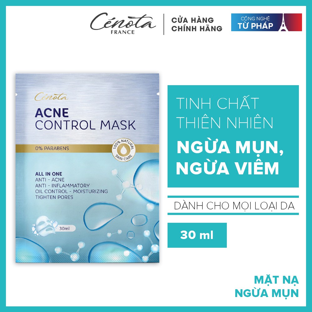 Mặt nạ ngừa mụn Cénota Acne Control Mask 30ml, mặt nạ dành cho da mụn từ thiên nhiên