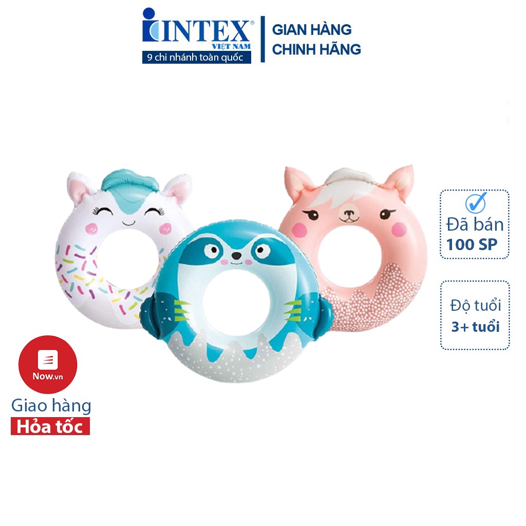 [LIFEMALL9915 - 12% đơn 99K] Phao bơi tròn hình thú đáng yêu cho bé INTEX 59266