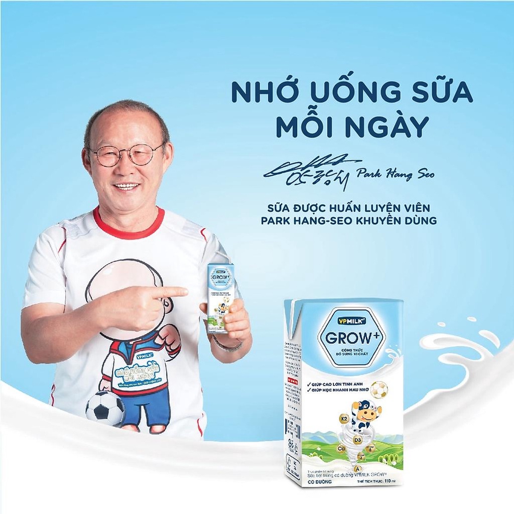 [Thùng 48 Hộp 110ml] Sữa Tiệt Trùng VPMilk Grow+ Có Đường Cho Bé Từ 1 Tuổi