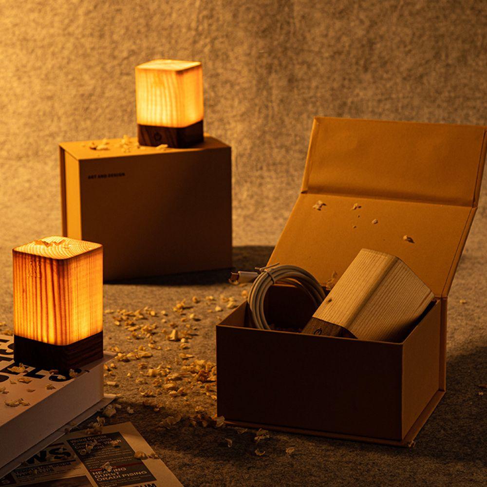 Đèn LED Ánh Sáng Trắng Vàng Bằng Gỗ