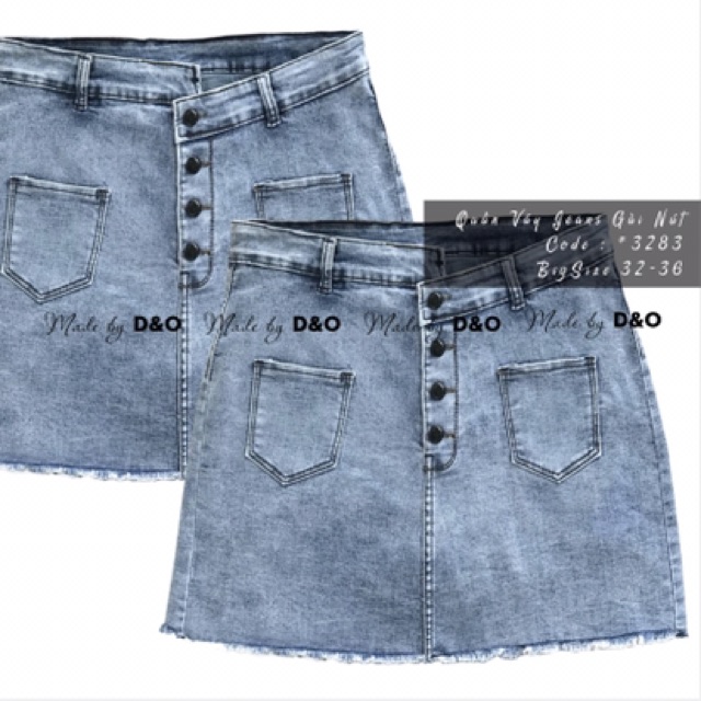 [Size 32~36] Quần Váy Jeans Big Size Xanh Đá - Có Quần Trong - Lưng Cao/Co Giãn Mạnh