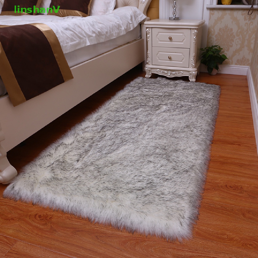 Thảm Lông Cừu Giả Mềm Mại Màu Trắng Lót Sàn Phòng Khách / Phòng Ngủ