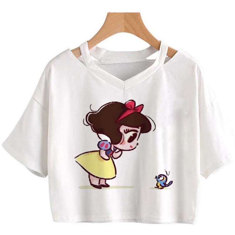 Áo Thun Tay Ngắn In Hình Công Chúa Disney Dễ Thương Cho Nữ