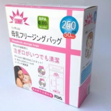 Hộp 50 túi trữ sữa 250ml SUNNY/SAMI của nhật bản, tặng kèm bút ghi thông tin
