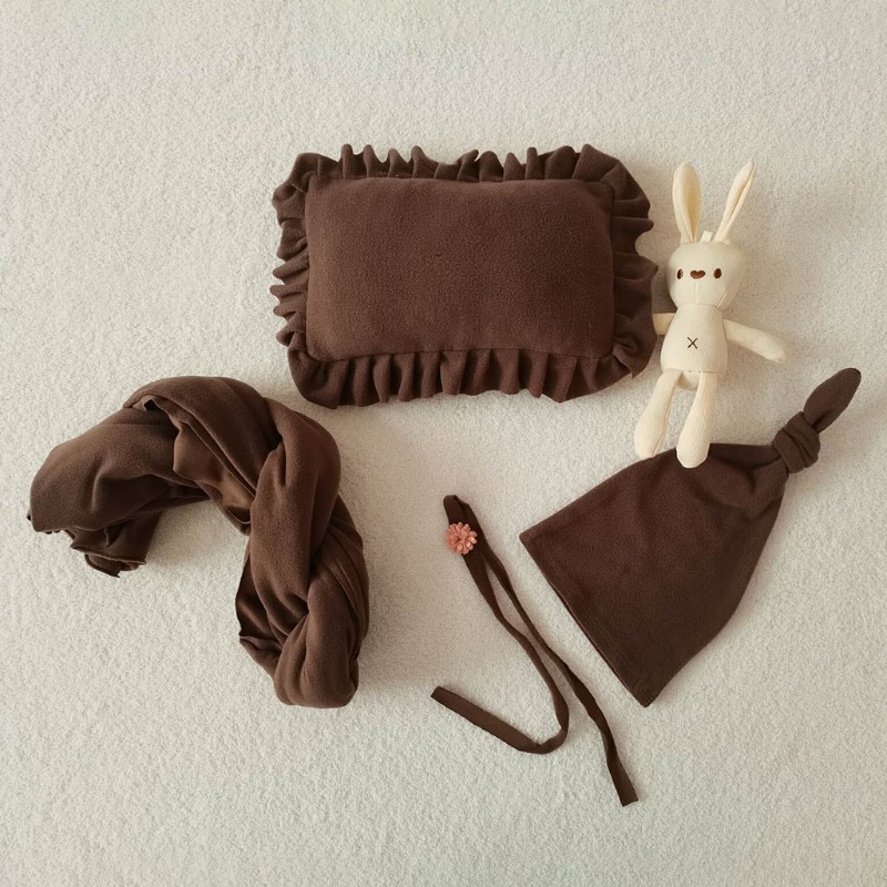 Bộ 5 Món Chăn Gối Mũ Beanie Kèm Búp Bê Nhồi Bông Dễ Thương Cho Bé Sơ Sinh