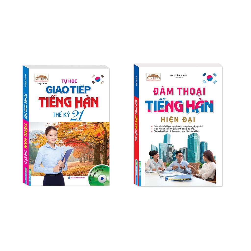 Sách- Combo 2c-Tự học giao tiếp tiếng Hàn thế kỷ 21+Đàm thoại tiếng hàn hiện đại (mềm)