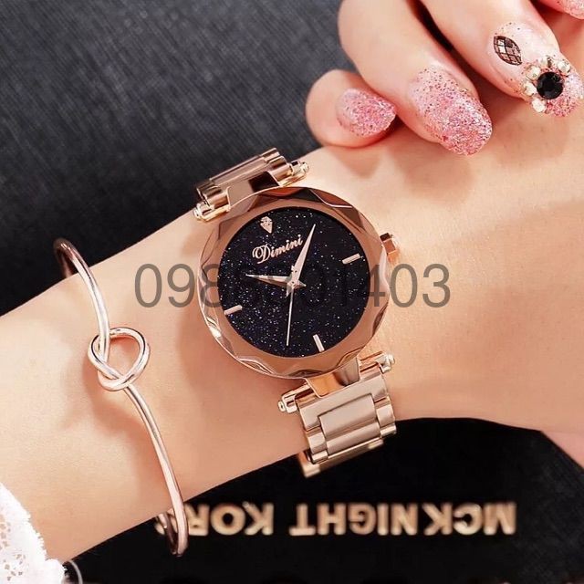 Đồng hồ nữ DIMINI mặt 3D dây kim loại - HÀNG CHÍNH HÃNG -Bon.watches