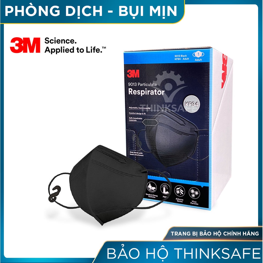 Khẩu trang KF94 3M Thinksafe , kiểu dáng 3D hàn quốc, thời trang, vải kháng khuẩn màu trắng, 3M chính hãng - 3m 9013