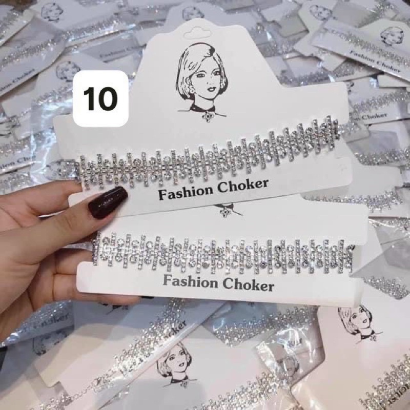 Vòng cổ đính đá full nhân tạo răng cưa,vòng cổ mai phương bùi