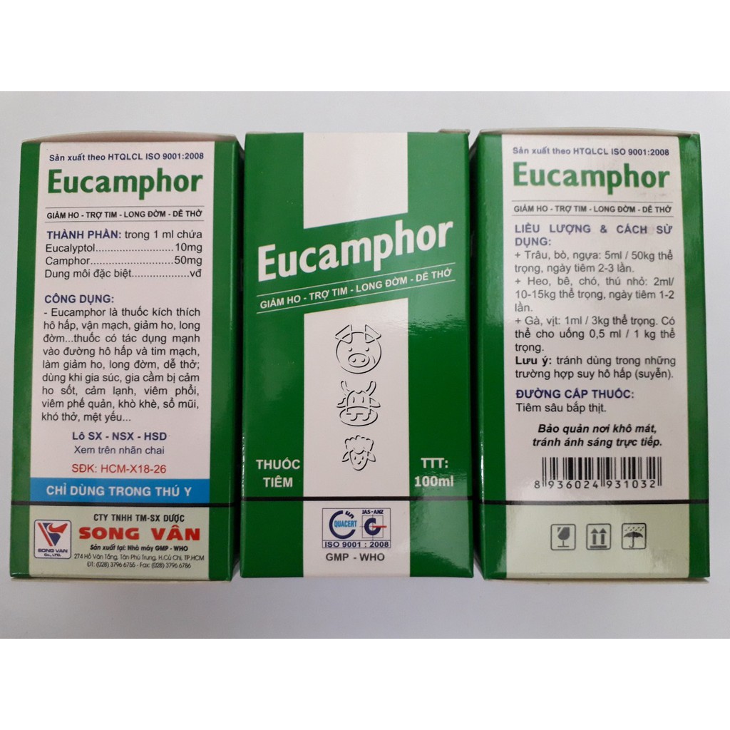 Eucamphor 100ml, 50ml, 20ml. Giảm ho, long đờm, dễ thở