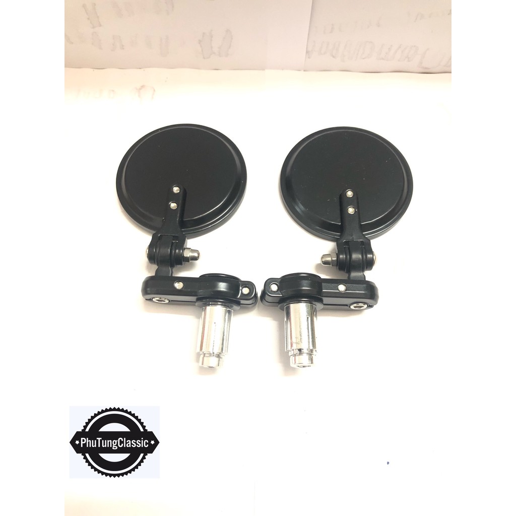 Gương gù classic hình tròn, có báng gập, độ mọi dòng xe vespa, classic, cafe racer....