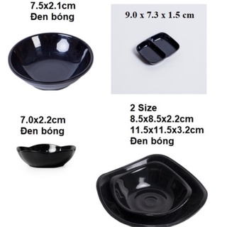 Bộ 10 chén nước chấm đựng tương,ớt,tiêu nhựa Melamine màu đen nhiều Size
