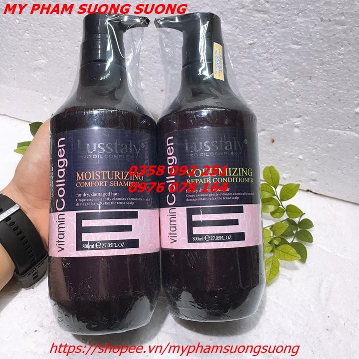 Dầu cặp gội xả Lustaly Vitamin E 800ml x2 Phục hồi tóc hư tổn trị rụng chống gầu ngứa