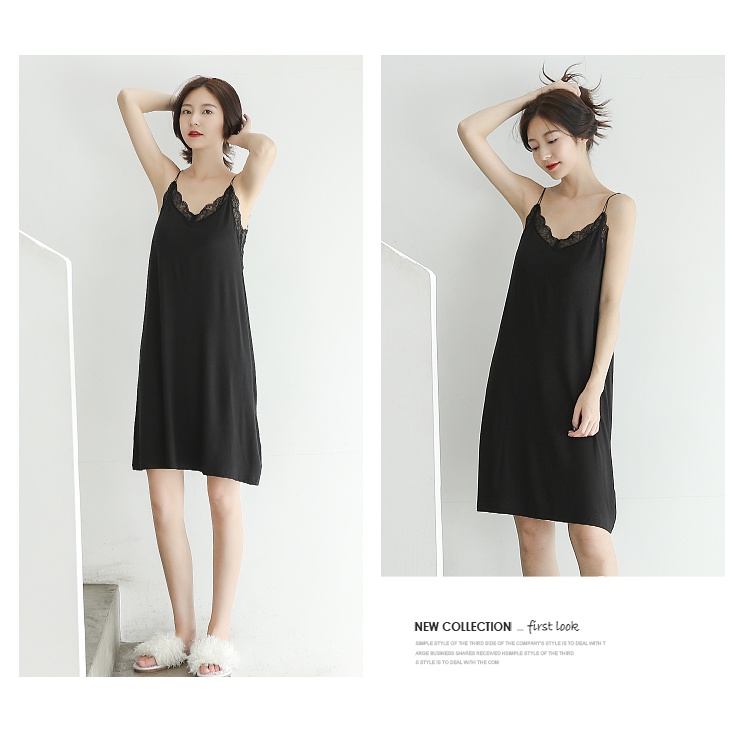 Đầm 2 dây viền ren ❤️Icotton❤️ váy ngủ cotton lụa có đệm lót cao cấp mát, mềm, min, sexy