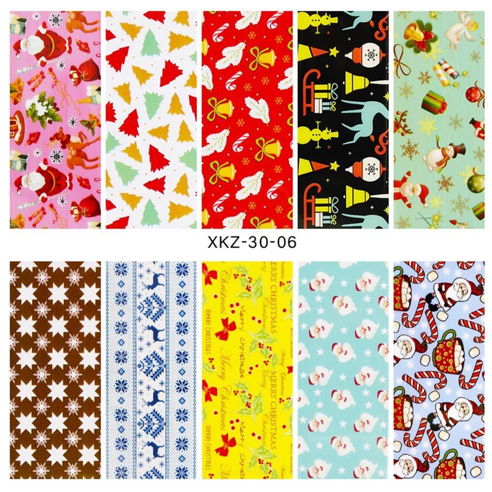 Bộ 10 Miếng Dán Trang Trí Móng Tay 3D DIY Chủ Đề Giáng Sinh