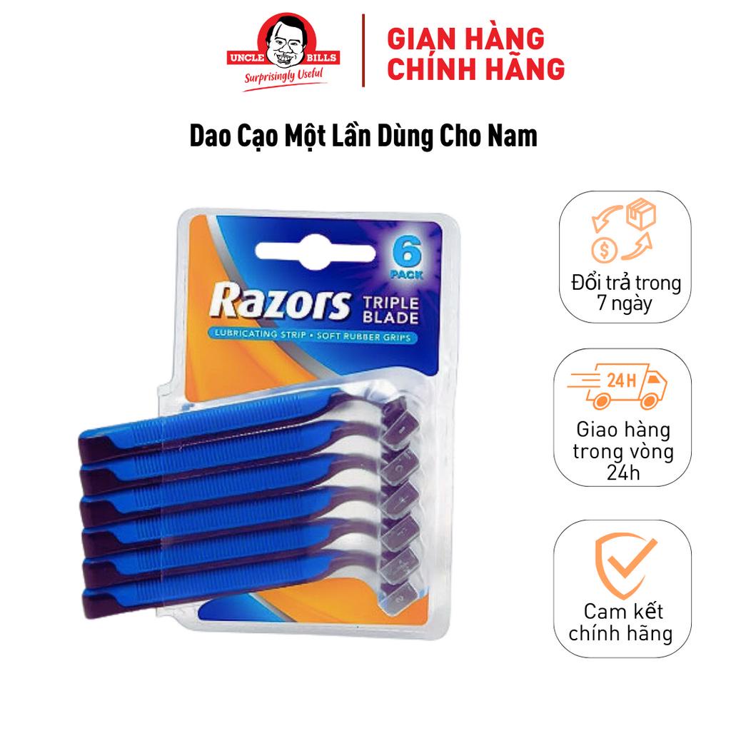 Bộ 6 Cái Dao Cạo 3 Lưỡi Cao Cấp Cạo Sát Da Tận Gốc Tiện Lợi Cạo Râu Cạo Bikini Uncle Bills AG0275