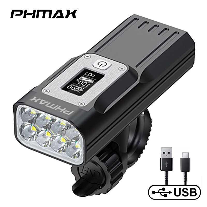 Đèn pha xe đạp PHMAX QD-3501 thông minh điều khiển nhiệt độ cổng sạc USB