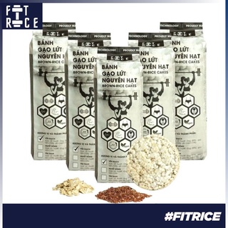 Combo 5 Bánh Gạo Lứt Ăn Kiêng FitRice (mỗi gói 165g) - Hỗ Trợ Giảm Cân, Tập Gym (3 Vị: Yến Mạch, Huyết Rồng, Tím Than)