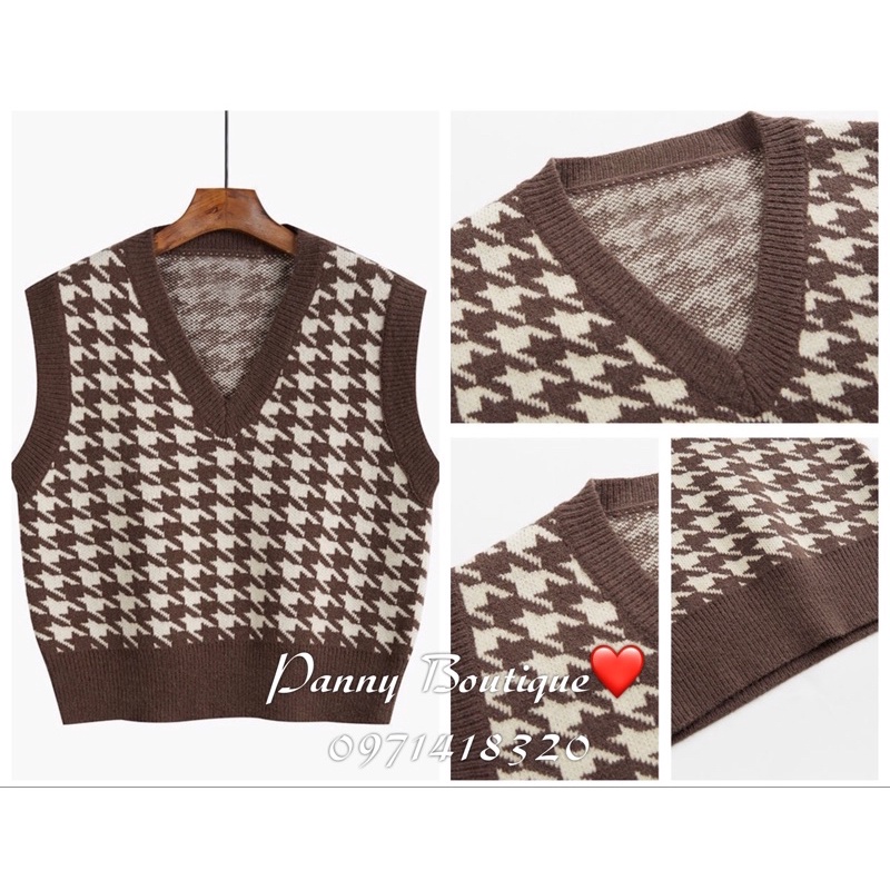 Áo len gile hoạ tiết kẻ zíc zắc cực tây, style ulzzang Hàn Quốc 🌻 Panny Boutique 🌻