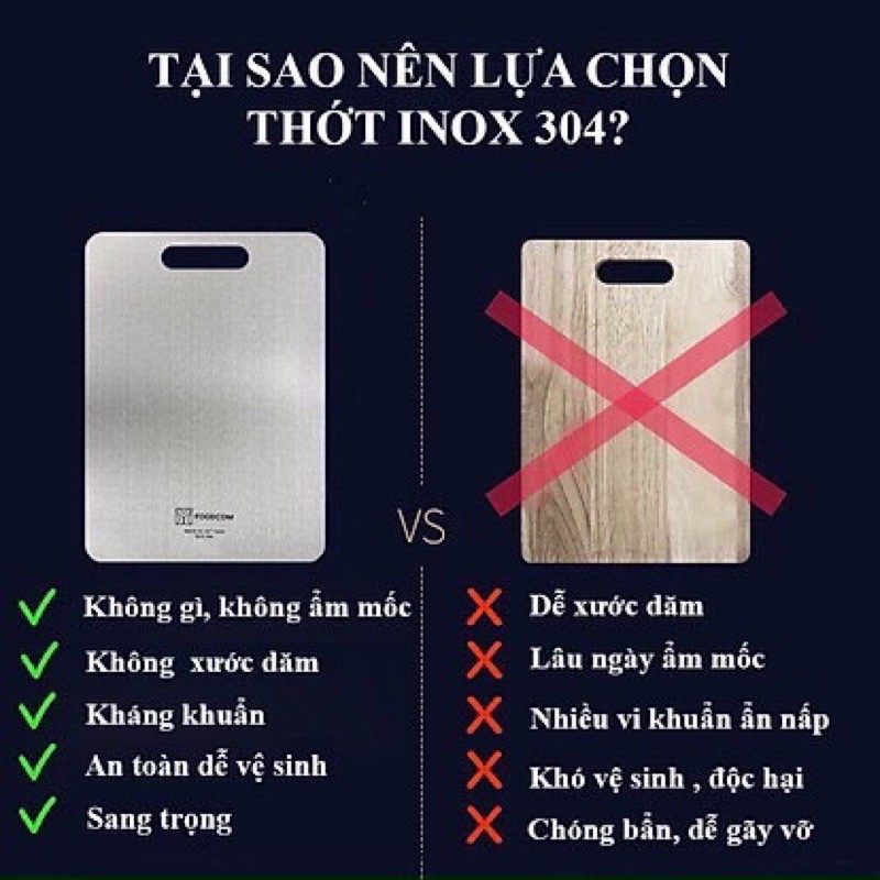 Thớt inox SUS304 kháng khuẩn freeship