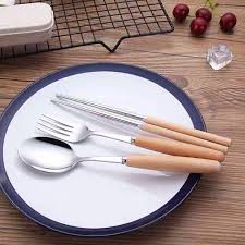 Bộ 3 Món Thìa, Đũa, Dĩa Lúa Mạch Chất Liệu Inox 304 Không Rỉ Kèm Hộp, Bộ Muỗng,Thìa, Nĩa Dùng Cá Nhân