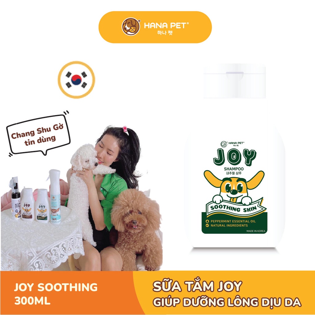 Sữa tắm chó mèo JOY hương bạc hà dưỡng lông dịu da 300ml - Hana Pet Việt Nam