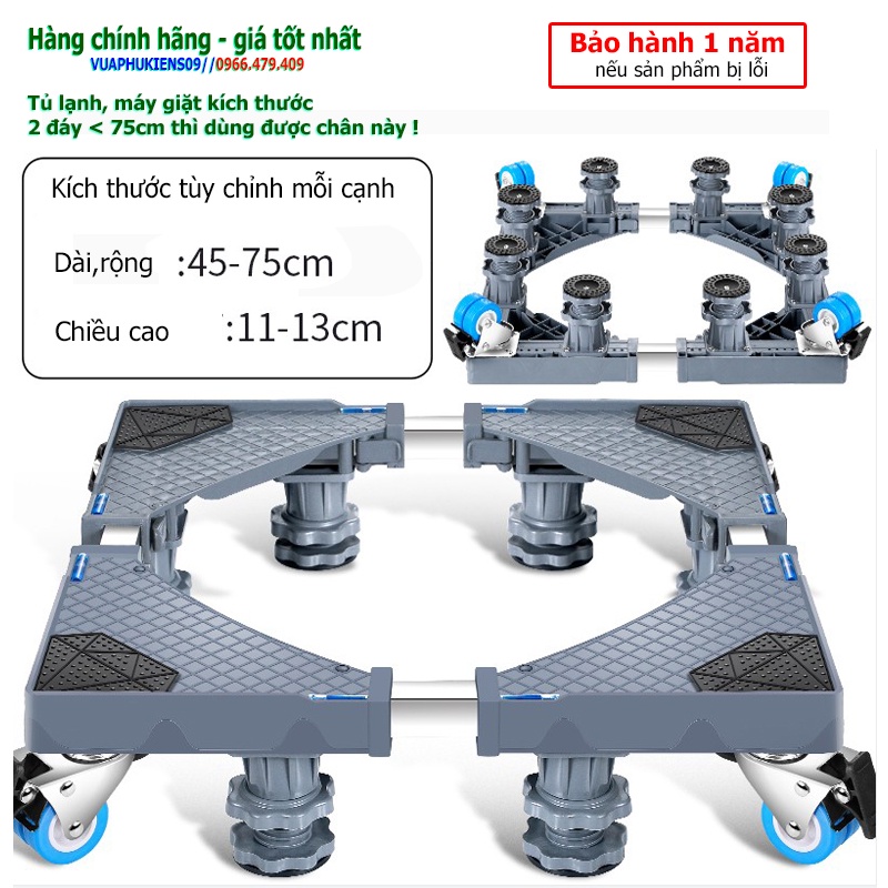 Chân máy giặt, chân tủ lạnh inox cao cấp chịu lực tới 1000kg - hàng nhập khẩu