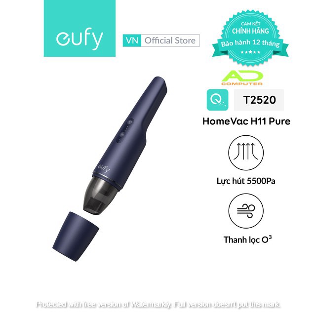 Máy hút bụi mini cầm tay Eufy HomeVac H11 Pure Xanh Đen 5500Pa Hàng Chính Hãng T2520