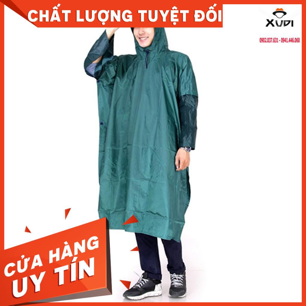 Áo Mưa Vải Dù Xẻ Tà Cánh Dơi Dài 1m4 Chống Thấm Cao Cấp